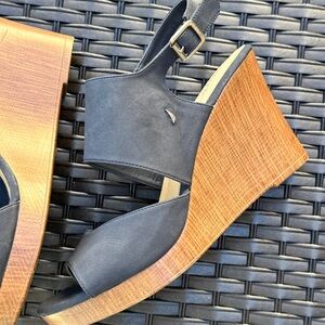 Women's Nautical Navy Blue Wedge Sandals